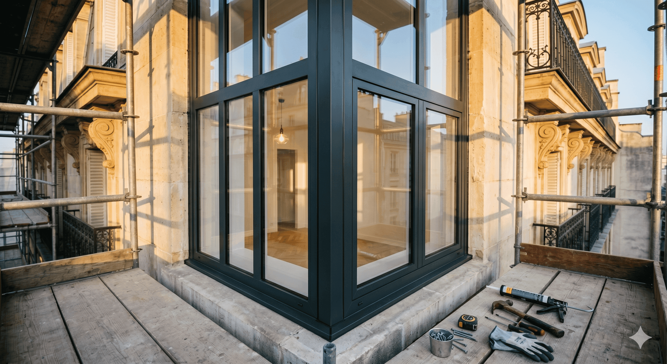 Remplacement de menuiseries aluminium sur immeuble haussmannien